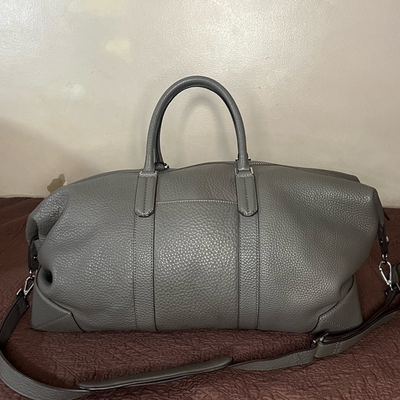Uri Minkoff Wythe Gray Leather Weekender Duffle Bag - Picture 2 of 13